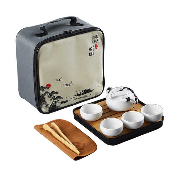 旅行茶具套裝定窯功夫陶瓷一壺四杯可印廣告LOGO禮品批發(fā)茶具